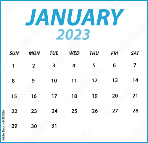 Vector de calendario de enero 2023