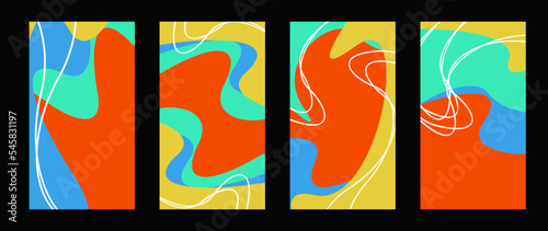 Collection of handrawn wave shape colorful background © YG23