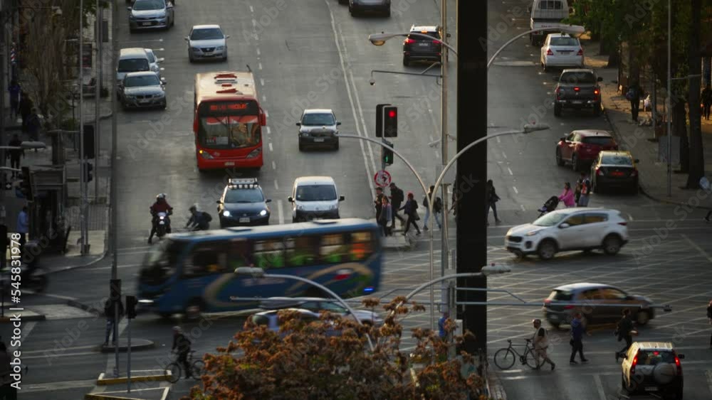 custom made wallpaper toronto digitalVehicles Driving In Busy Streets With Pedestrians Crossing At The Intersection At Sunset. high angle