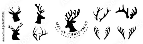 Photo Set of antlers vector illustration