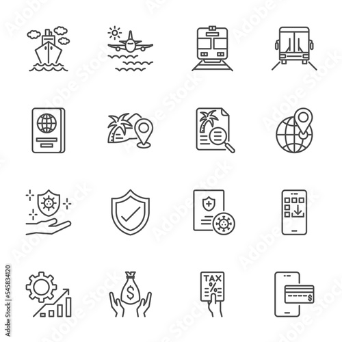 Travel Line Icons for Ease of Traveling concept. Simple thin line icons set, Vector icon design