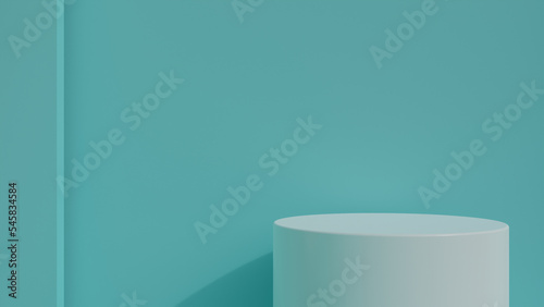 white podium on front of sky blue wall backdrop 3d illustration, clean concept design for product showcase or product stage, podium for cosmetic product showcase and advertising product marketing 3d © Niteshnaagodiya