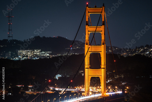 View of Golden Gate bridge during night time in San Francisco