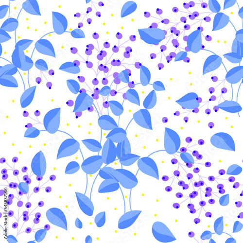 florafloral winter pattern on isolated background, cool colors of leaves and berriesl winter pattern. Vector illustration
