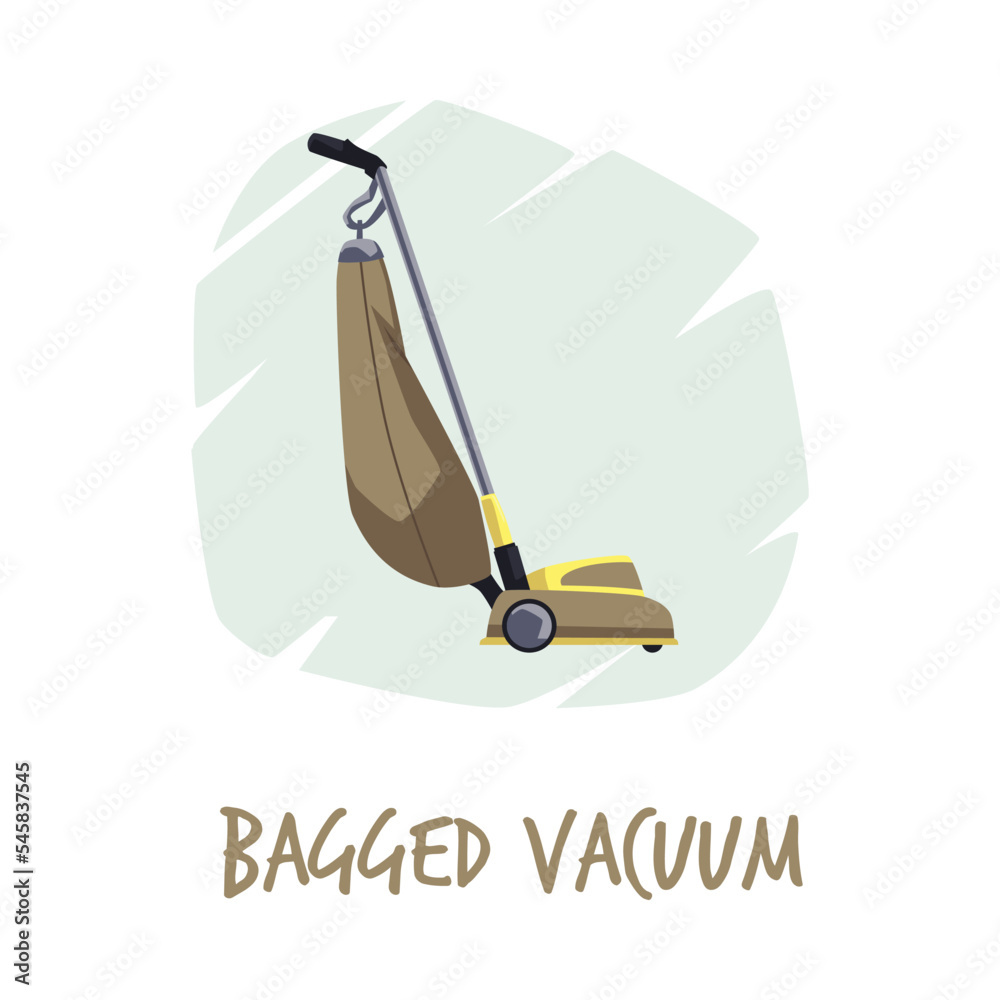 Vector Baged Retro bagged vacuum cleaner, flat vector illustration isolated on white ...