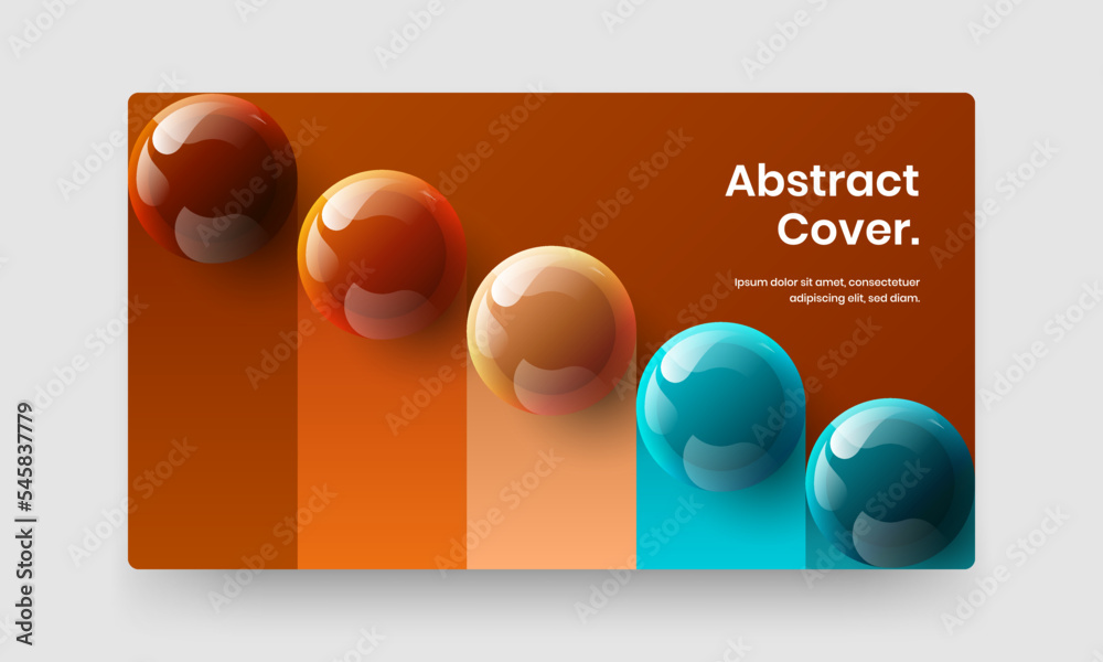 Multicolored 3D spheres landing page template. Fresh site screen vector design concept.