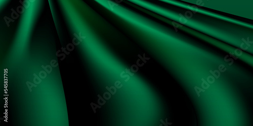 Silky emerald green background abstract wavy elements for presentation background design.