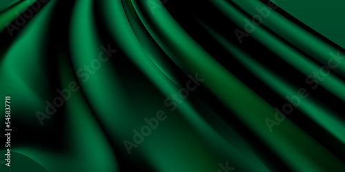 Silky emerald green background abstract wavy elements for presentation background design.