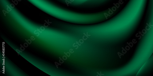 Silky emerald green background abstract wavy elements for presentation background design.