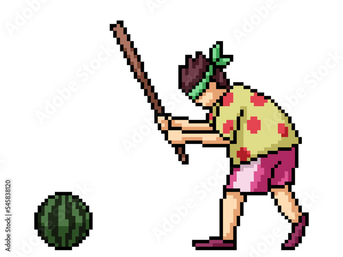 pixel art watermelon hitting game
