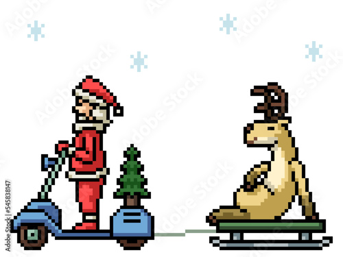 pixel art christmas santa reindeer