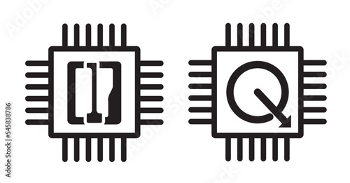 Qubit technologies icon, an atomic, physics, quantum computing, editable vector illustration