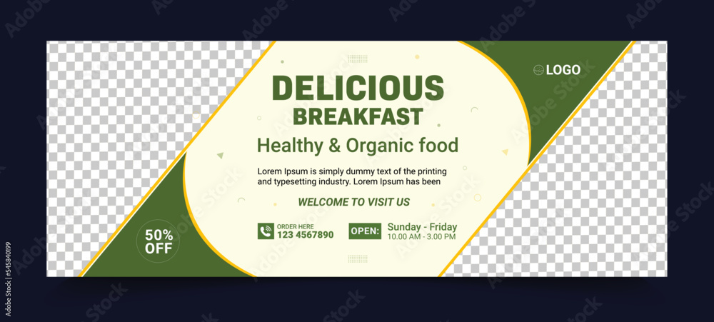Naklejka premium Natural Fresh Ingredients Food Sale Banner Template for Instagram and Facebook Marketing