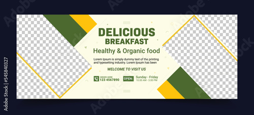 Food Restaurant  Cover Page Design Template, food web banner cover
