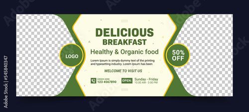 Food Restaurant  Cover Page Design Template, food web banner cover
