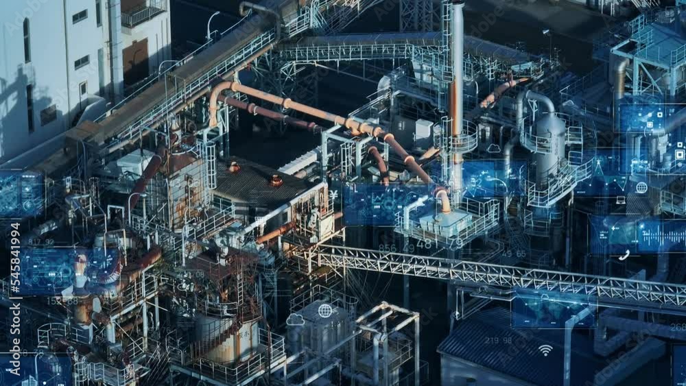 Modern industrial plant and data technology concept. Smart factory. Industrial Internet of Things. IIoT. Modern industrial plant and data technology concept. Smart factory. Industrial Internet of Things. IIoT.