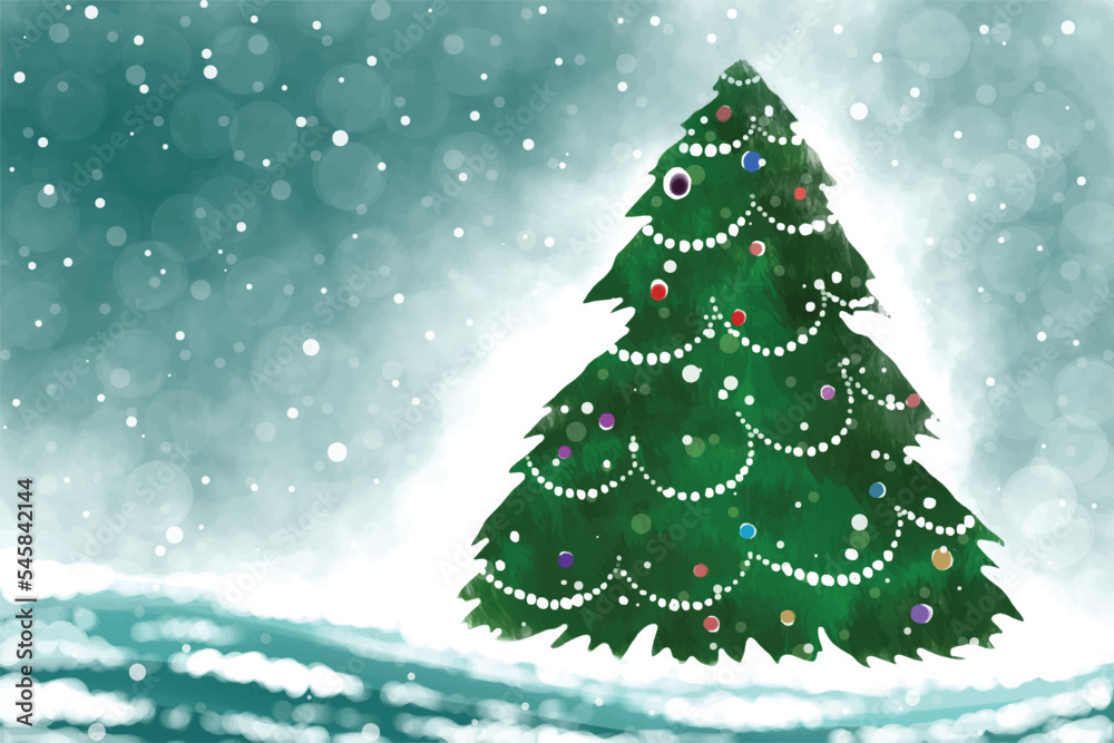 Holiday decorative winter christmas tree greeting card background