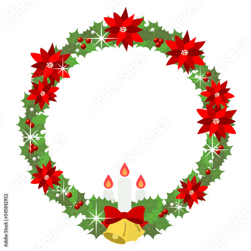 平面クリスマスリースアイコン白蝋