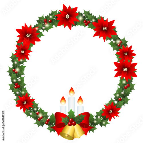 立体クリスマスリースアイコン白蝋
