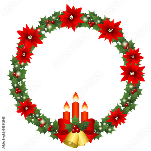 立体クリスマスリースアイコン赤蝋