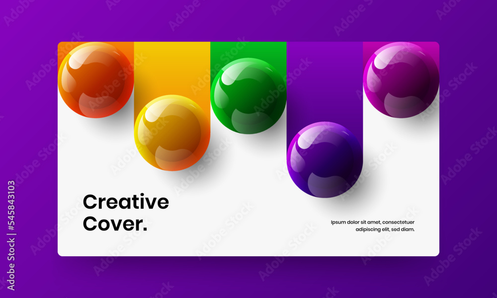 Modern corporate cover design vector illustration. Isolated 3D spheres postcard concept.