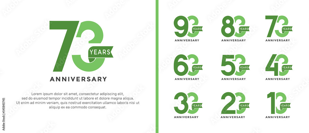 set of anniversary logo style green color on white background for special moment set of anniversary logo style green color on white background for special moment