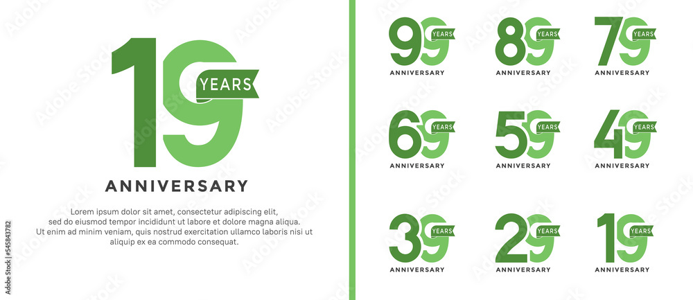 set of anniversary logo style green color on white background for special moment set of anniversary logo style green color on white background for special moment