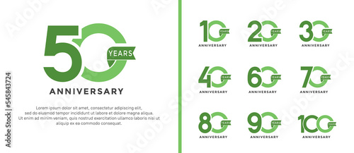 set of anniversary logo style green color on white background for special moment