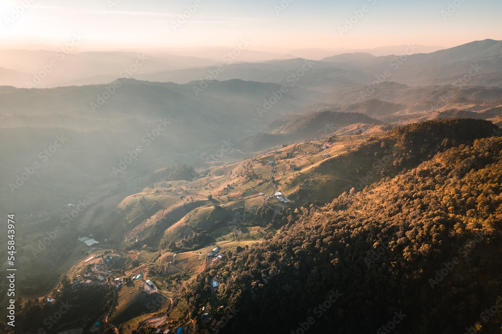 Fototapeta premium Scenic View Of Mountains During Sunset