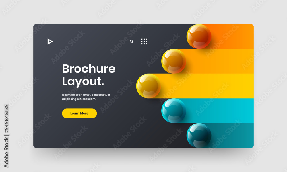 Abstract site vector design layout. Bright realistic spheres corporate cover template. Abstract site vector design layout. Bright realistic spheres corporate cover template.