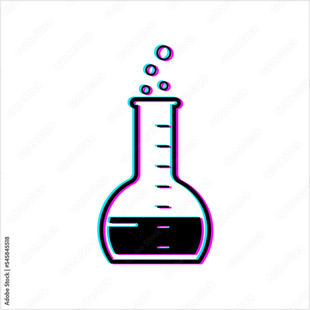 Laboratory Glass Beaker Glitch Icon, Chemistry Equipment Laboratory Glass Beaker Glitch Icon, Chemistry Equipment