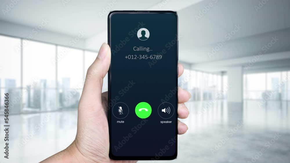 calling on the phone, a finger taps dismiss. business, people and future technology concept calling on the phone, a finger taps dismiss. business, people and future technology concept