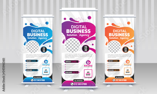 Modern creative corporate business agency x stand rollup pullup signage retractable banner design vector template