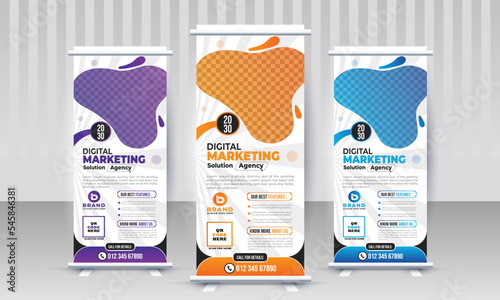 Trendy Creative corporate business agency x stand rollup pullup signage retractable banner design vector template