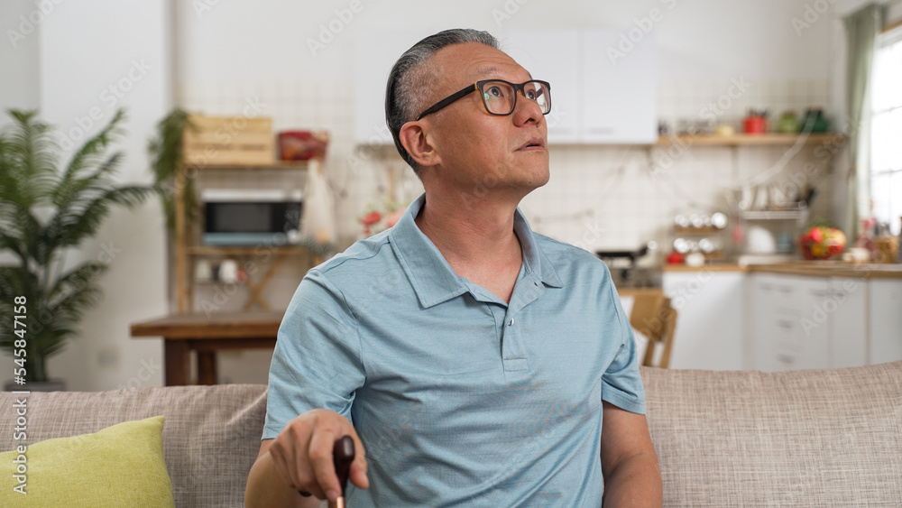 old japanese man looking around feel scared and frustrated doesn't know where he is. Forgetful senior with dementia, memory problem, health concept old japanese man looking around feel scared and frustrated doesn't know where he is. Forgetful senior with dementia, memory problem, health concept