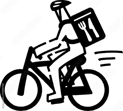 自転車に乗るフードデリバリー配達員