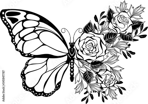 Flower Butterfly with Rose