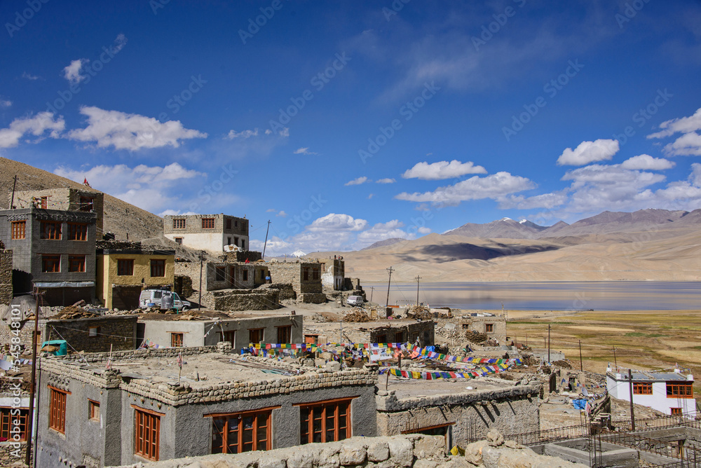 Tso Moriri Lake and Korzok village, Ladakh, India