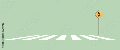 Pedestrian sign and traffic road sign flat illustration.	
