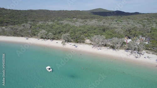 Resort Accommodation And Dense Trees On Great Keppel Island In Capricorn Coast of Central Queensland, Australia. Aerial Drone photo