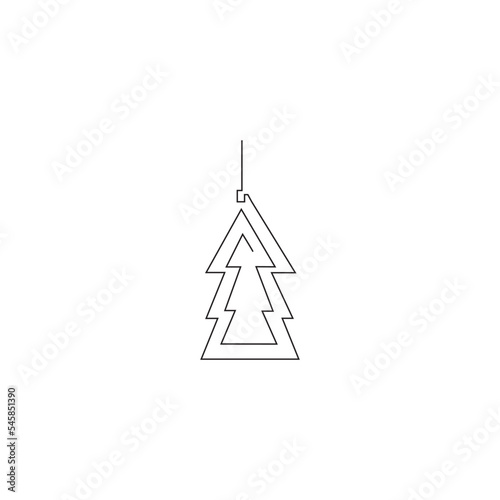 Christmas tree toy, line art, simple minimalistic design, black and white