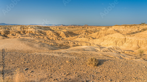 Panoramic view of Bardenas Reales in Navarra, Spain. 