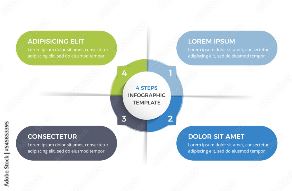 Circle diagram with 4 elements with place for your text, infographic template Circle diagram with 4 elements with place for your text, infographic template
