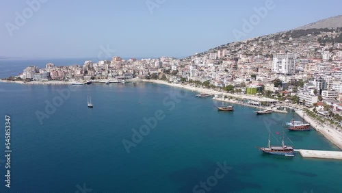 Wallpaper Mural Aerial view of the resort town of Saranda, located on the coast of the Ionian Sea, Albania. Torontodigital.ca