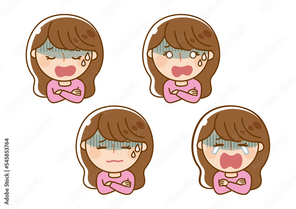 困惑顔の女性のイラスト 困惑顔の女性のイラスト