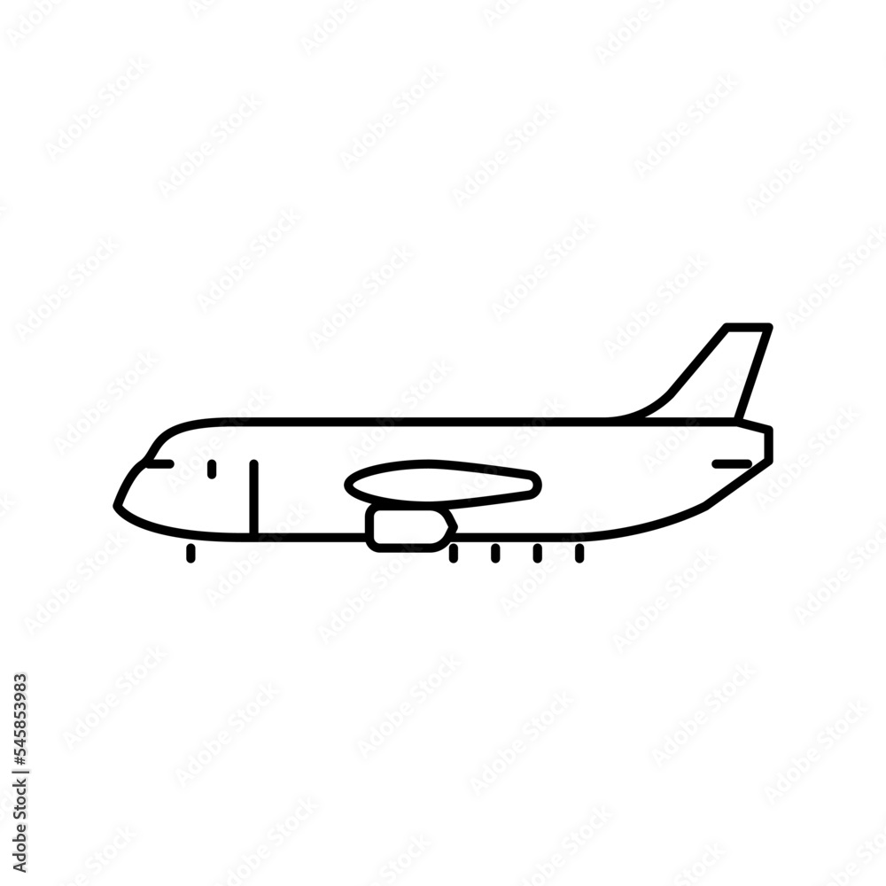 cargo plane airplane aircraft line icon vector illustration