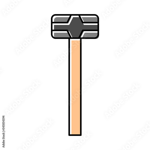 sledge hammer tool color icon vector illustration