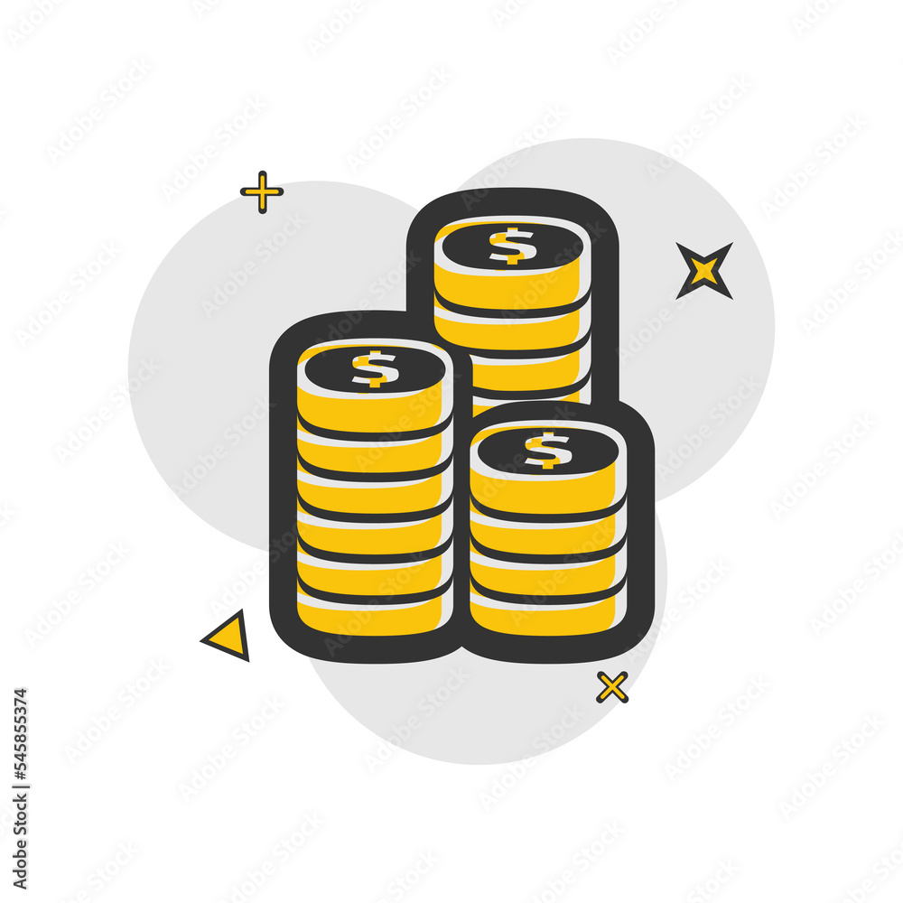 Pile of money coins comic style icon vector illustration Pile of money coins comic style icon vector illustration