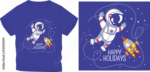 HAPPY HOLIDAY IN SPACE t-shirt graphic design vector illustration
