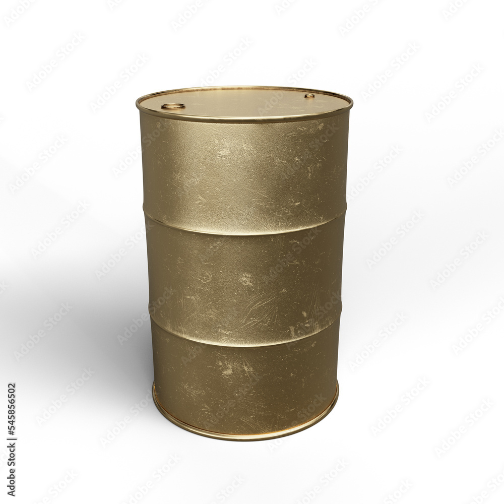 Golden Metal Barrel. 3D Illustration. File with Clipping Path. Golden Metal Barrel. 3D Illustration. File with Clipping Path.
